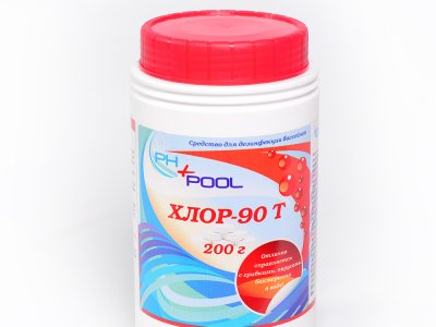 ХЛОР 90Т- Медленный (таблетки 200 гр.) 1кг. PH+pool